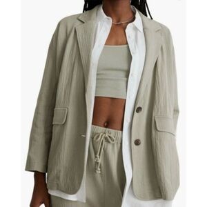 Madewell Women's Breezewoven Larsen Blazer Ashen Sage Size XS Linen